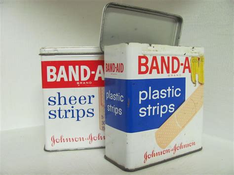 metal bandaid box|empty band aid box.